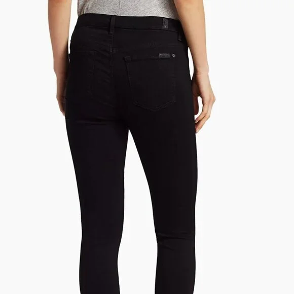 7 For All Mankind 'Slim Illusion Luxe' High Waist Skinny Jeans (Black) Size 31 - Picture 3 of 7
